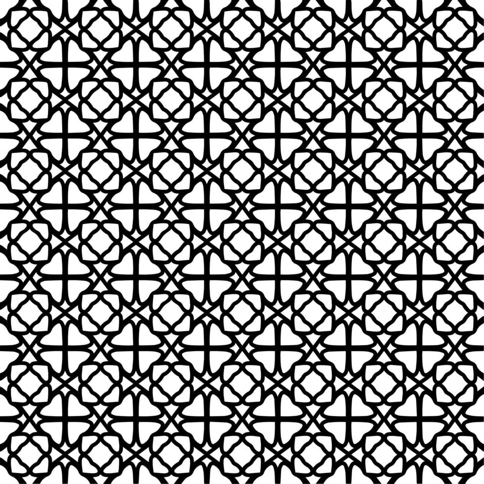 Black and white abstract seamless background with floral geometric ornaments vector