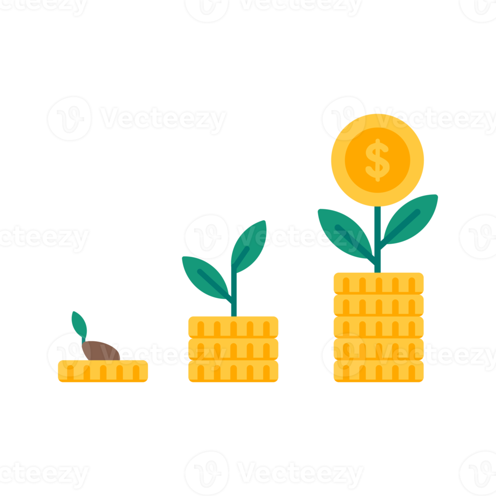 pile croissante de pièces en dollars concept d'économie d'argent png