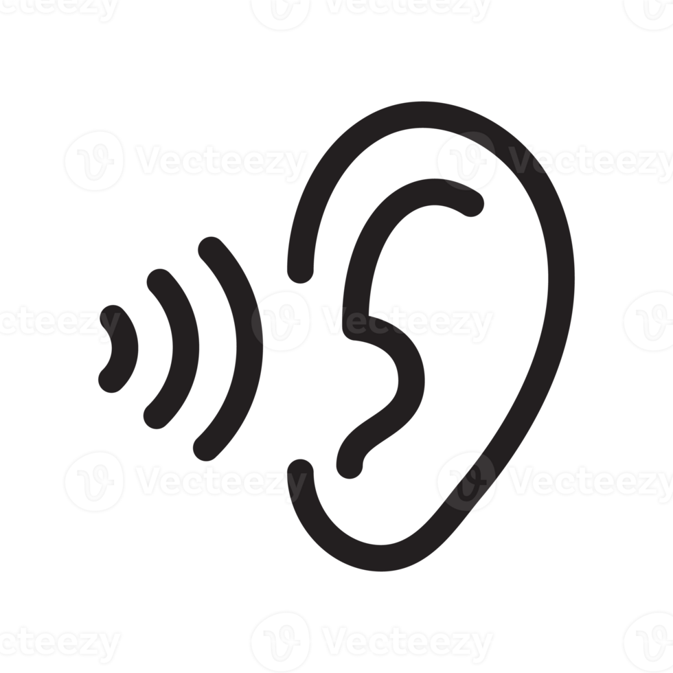 öra ikon. öra linje design de begrepp av hörsel problem isolerat på bakgrund png