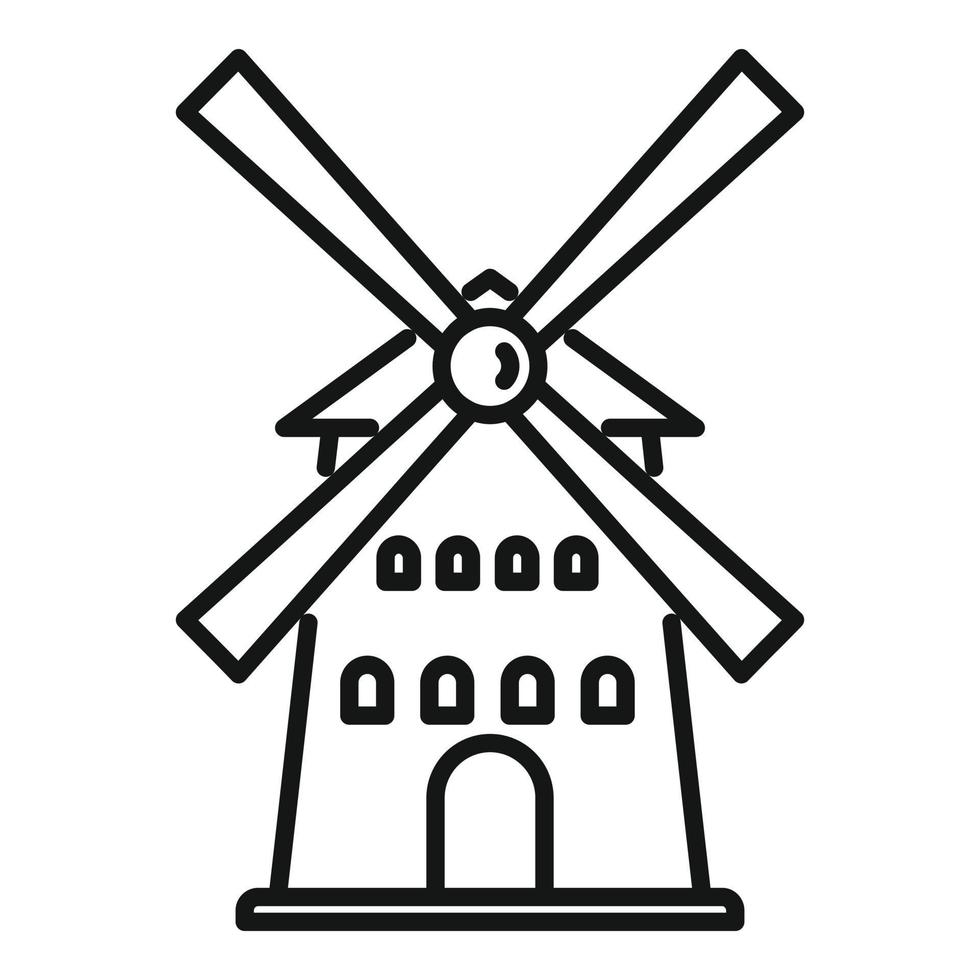 French windmill icon, outline style vector