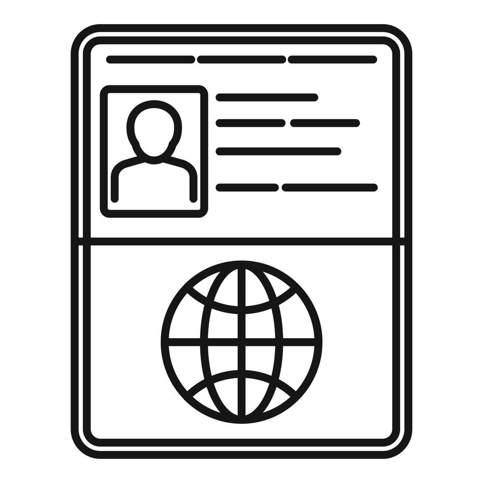 icono de control de pasaporte abierto, estilo de contorno vector