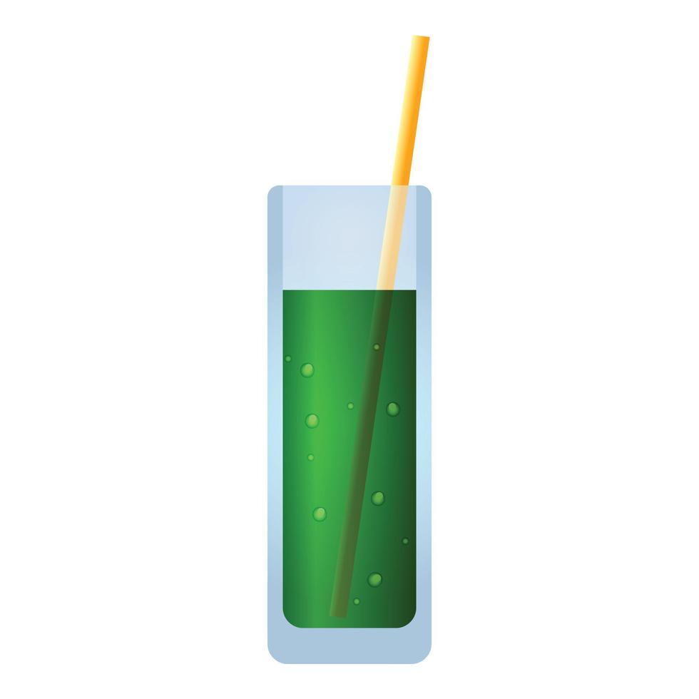 Green vegan smoothie icon, cartoon style vector