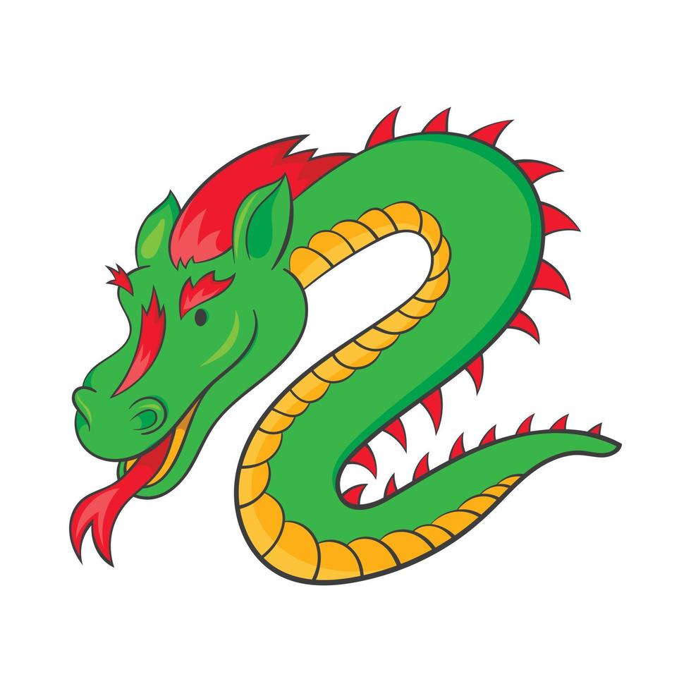 Green chinese dragon icon, cartoon style vector