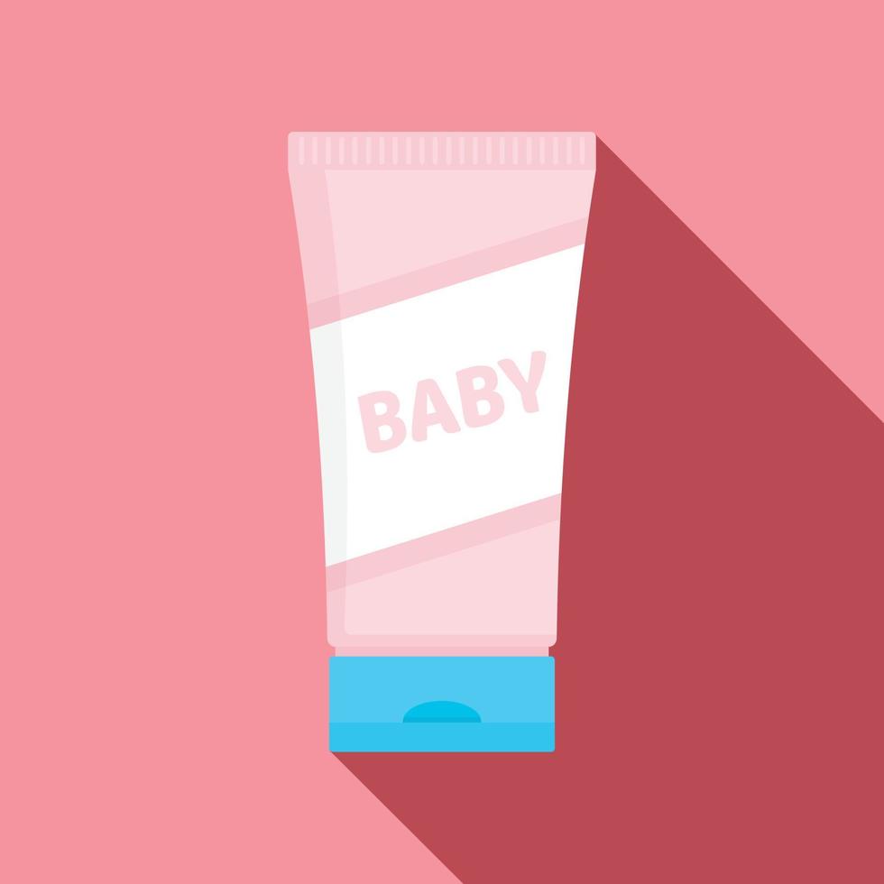 Baby cream tube icon, flat style vector