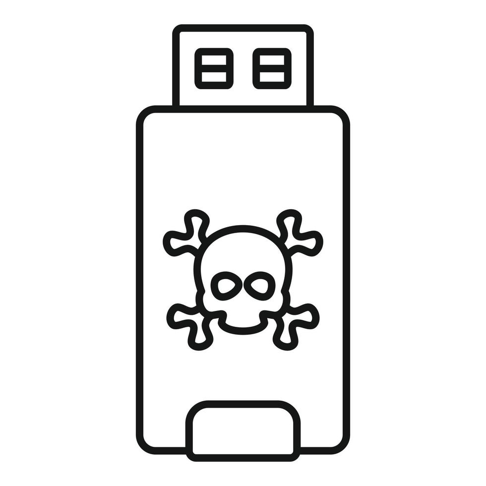 Virus usb flash icon, outline style vector
