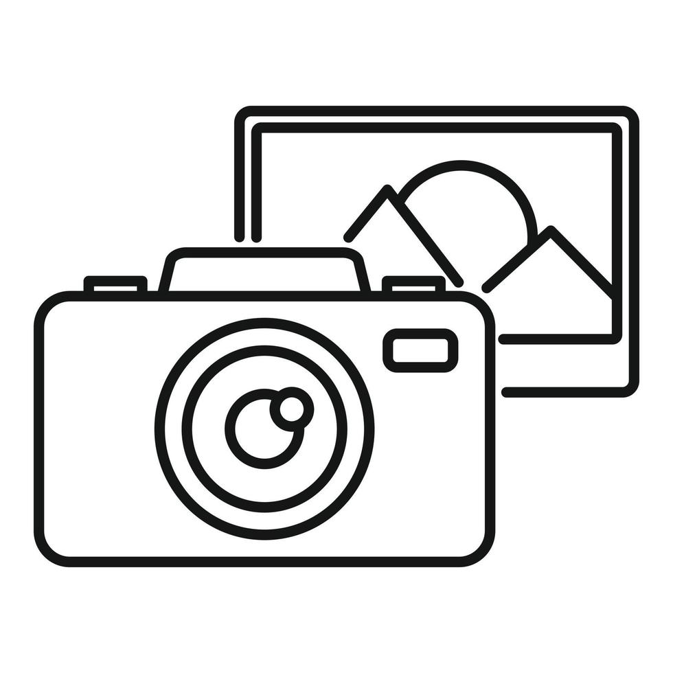 icono de cámara guía, estilo de esquema vector