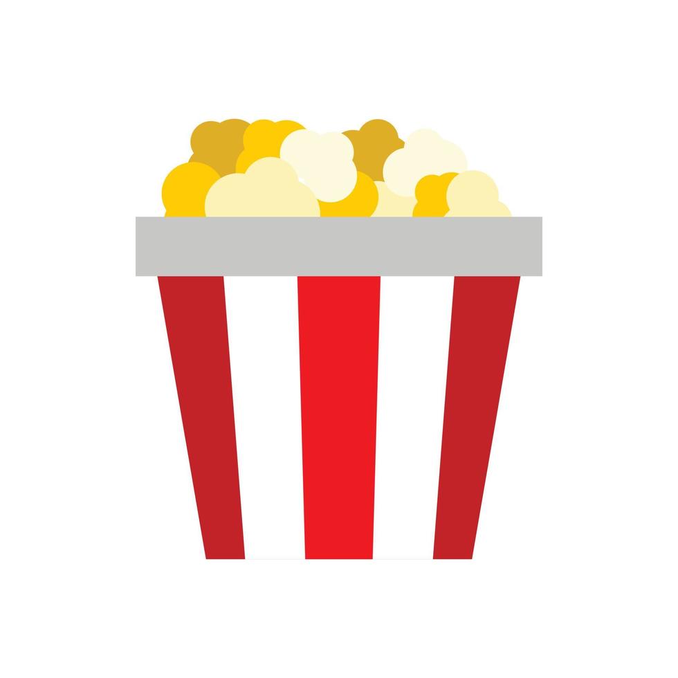 Popcorn in striped cardboard bucket icon vector