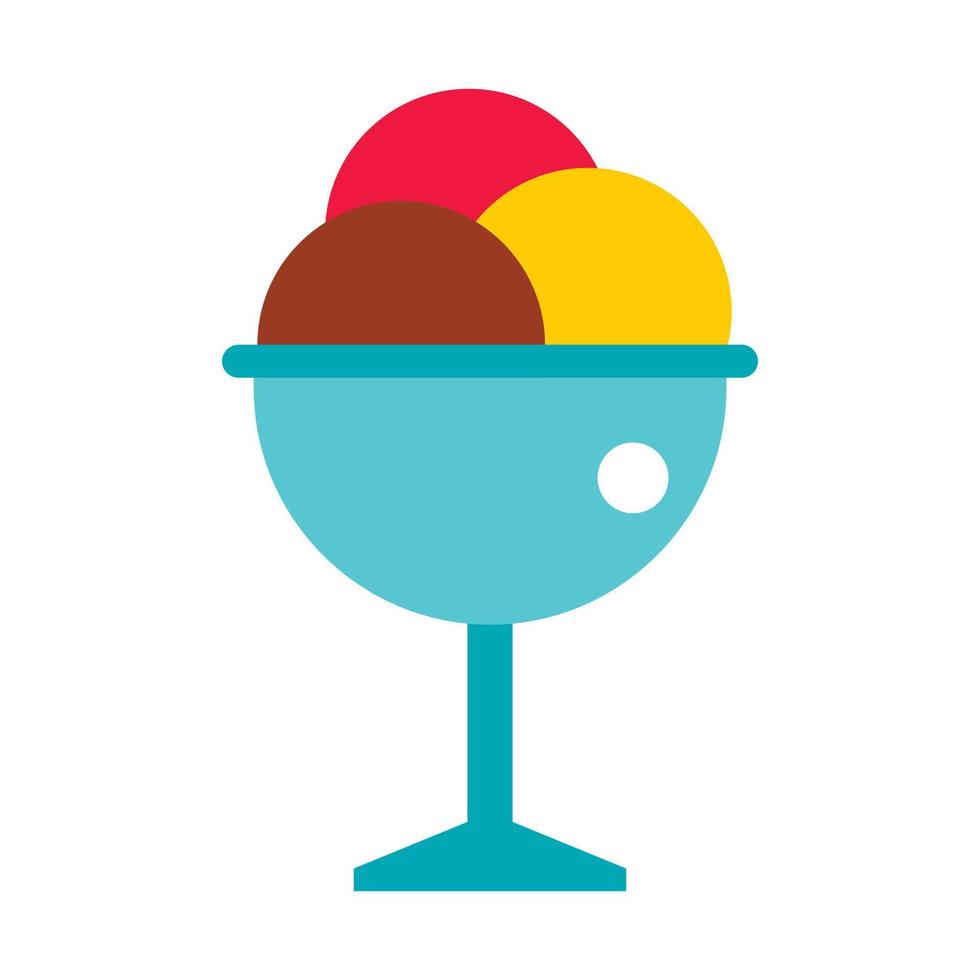 Balls of ice cream in a cup icon, flat style vector
