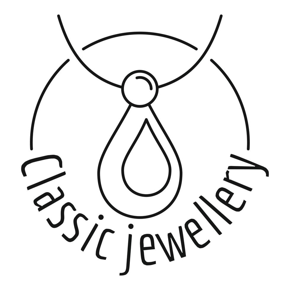 logotipo clásico de joyería colgante, estilo de contorno vector