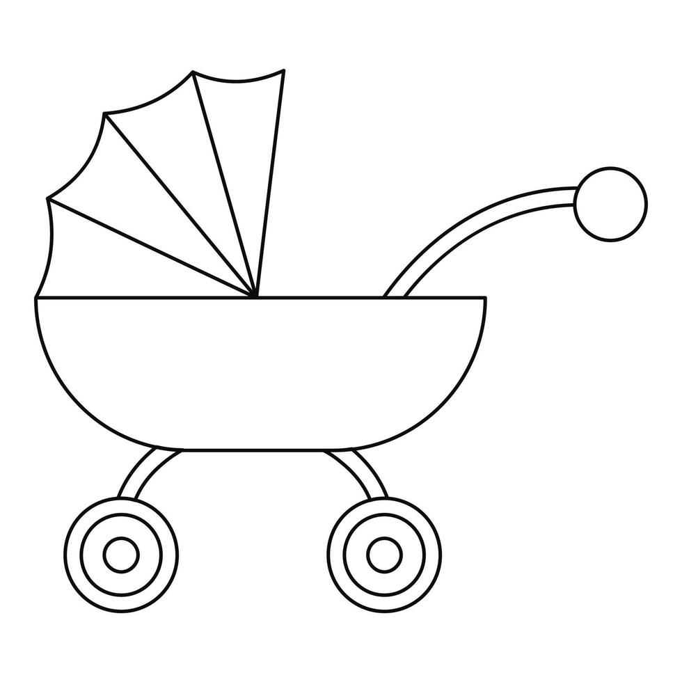 icono de carro de bebé, estilo de contorno vector