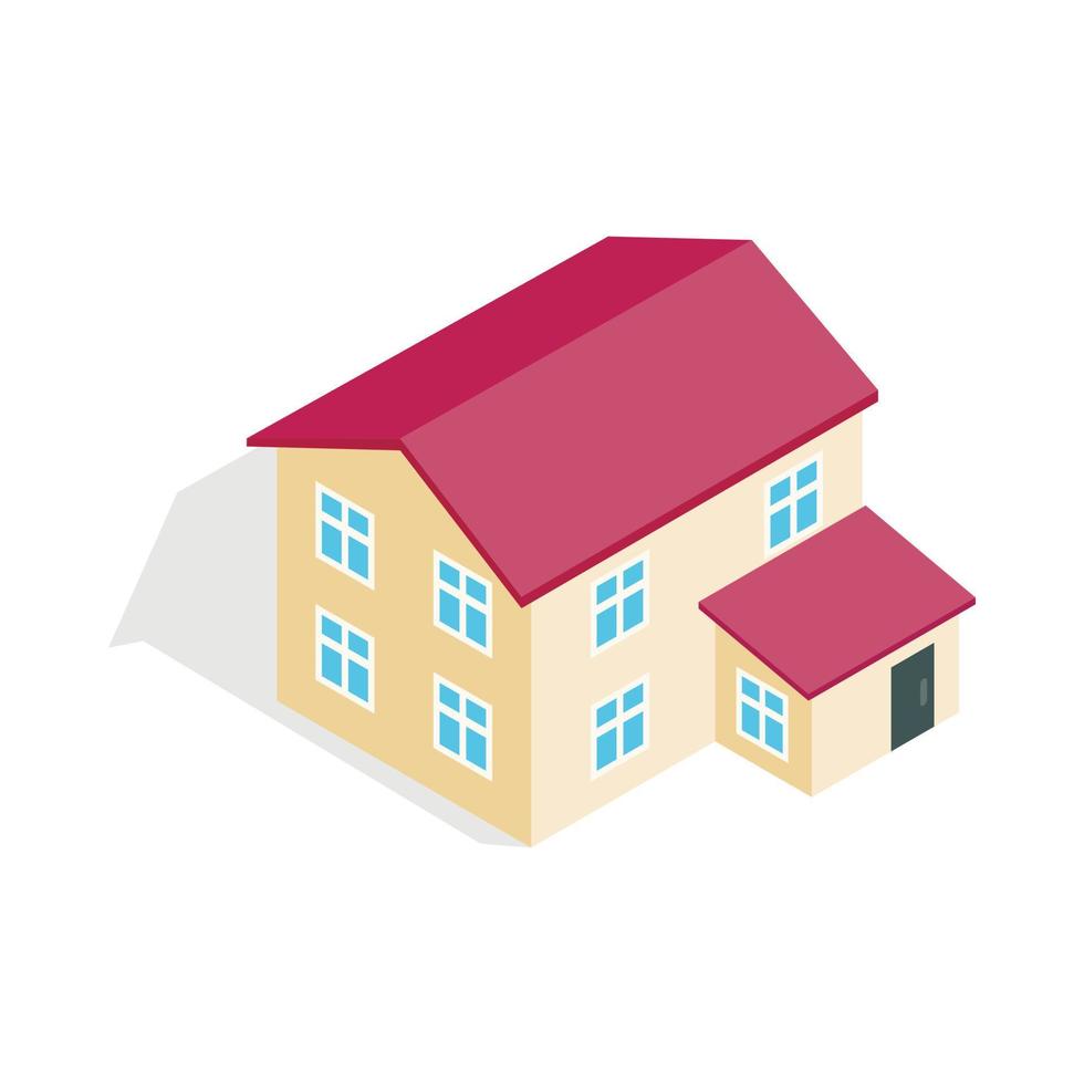 Two storey house icon, isometric 3d style vector