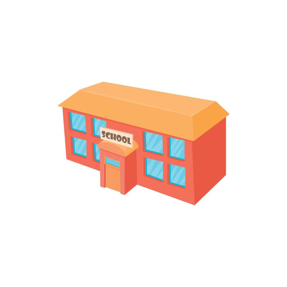 School building icon, cartoon style vector