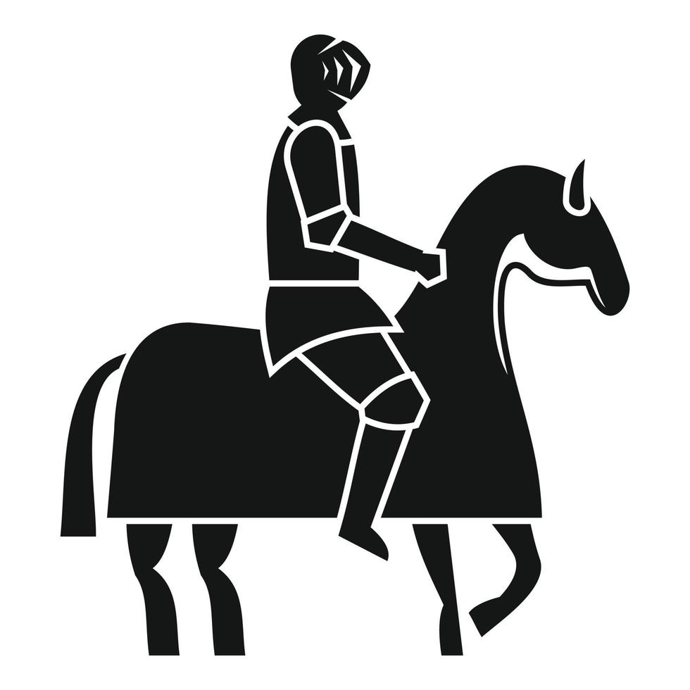 Knight on horse icon, simple style vector