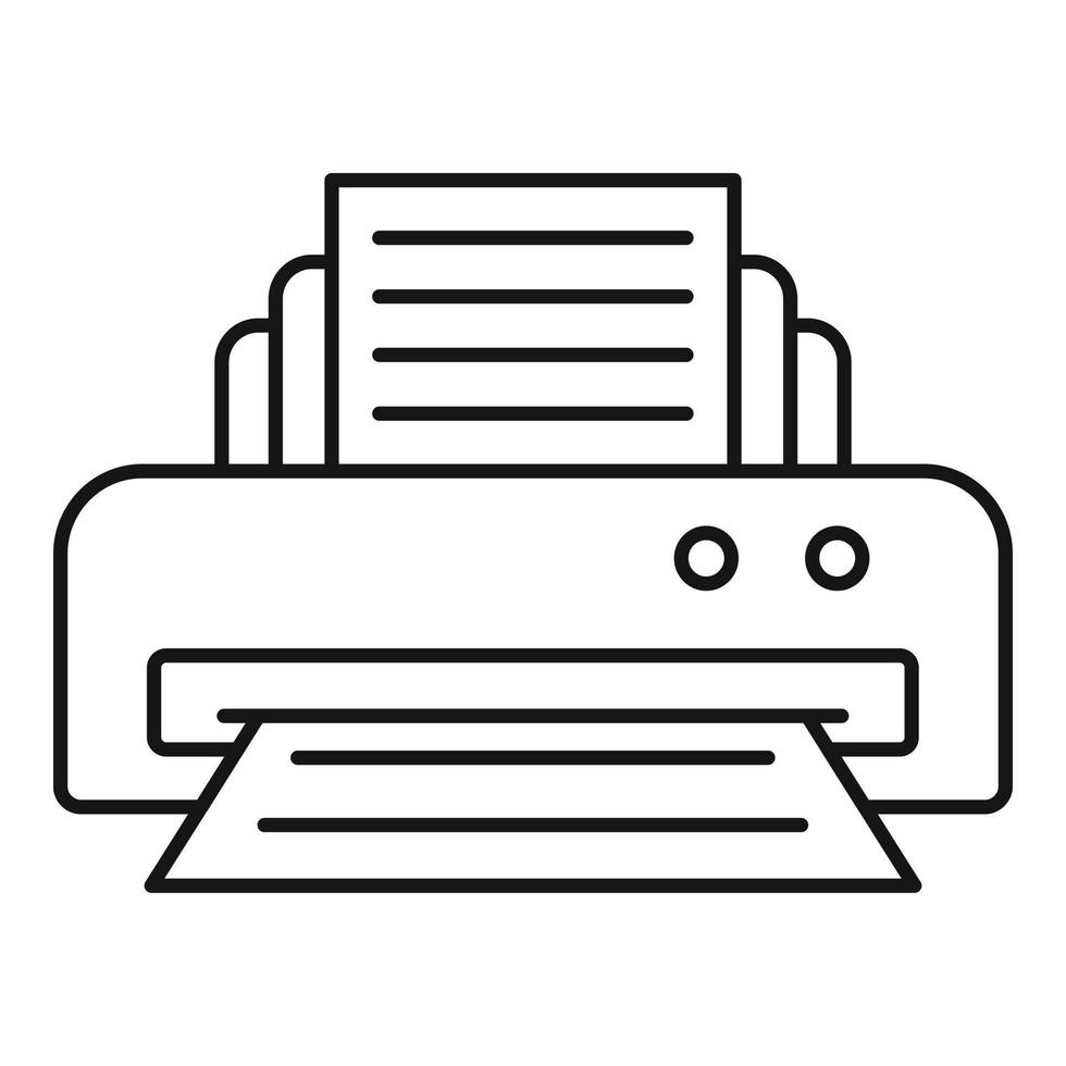 icono de impresora de oficina, estilo de contorno vector