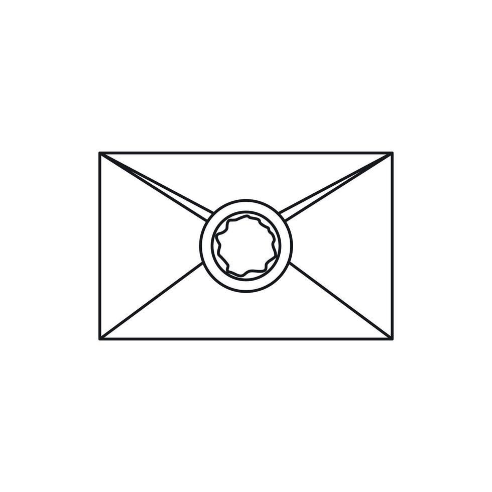 Envelope with wax seal icon, outline style vector