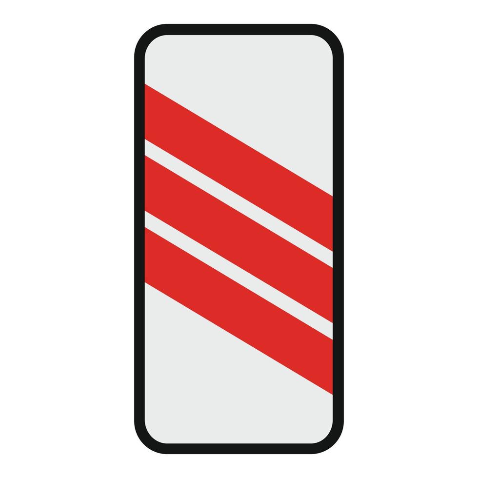 Warning of railway icon, flat style. vector