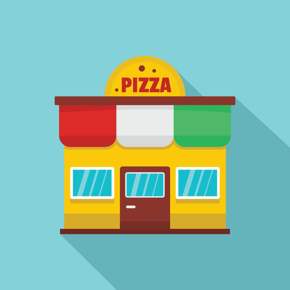 Pizza shop icon, flat style. vector