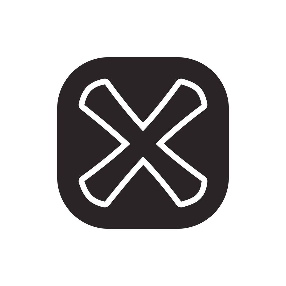 Cross in square icon, simple style vector