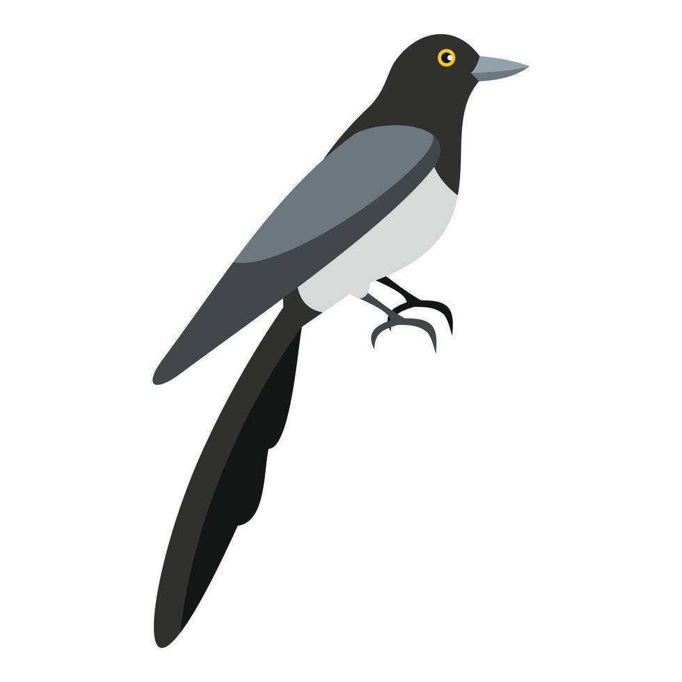 Magpie icon, flat style vector