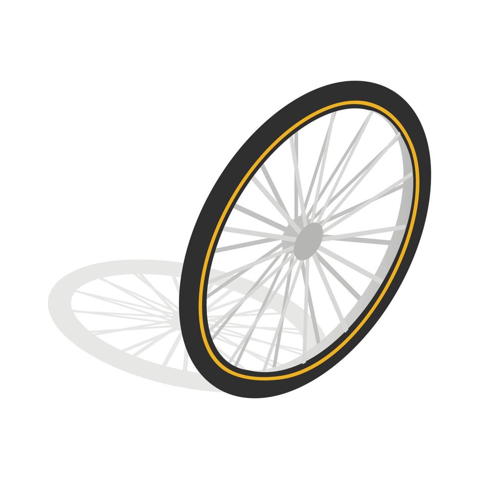 Bicycle whee icon, isometric 3d style vector