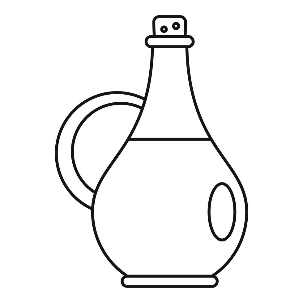 icono de botella de aceite de oliva tradicional, estilo de esquema vector