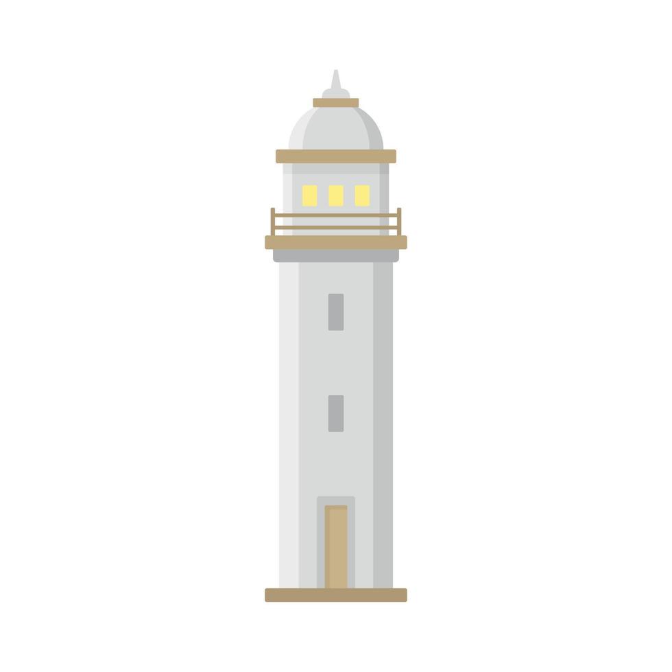 Harbor lighthouse icon, flat style vector