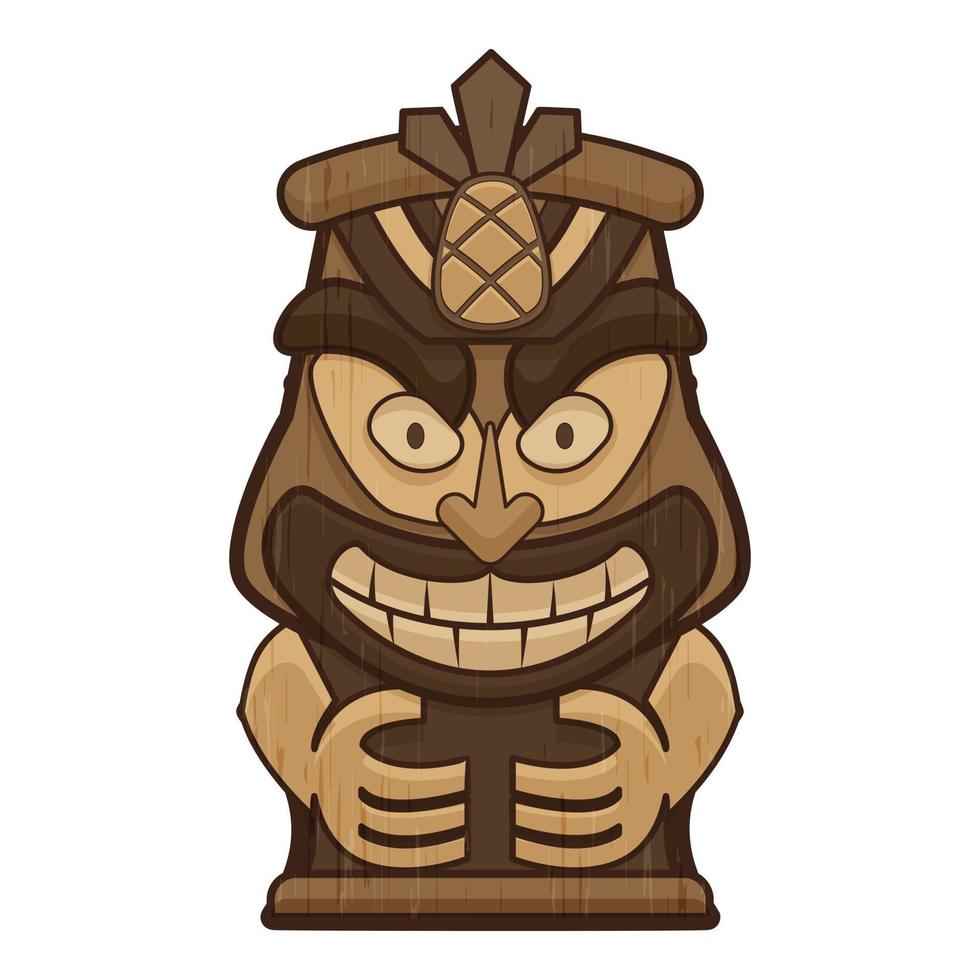 Totem tiki idol icon, cartoon style vector