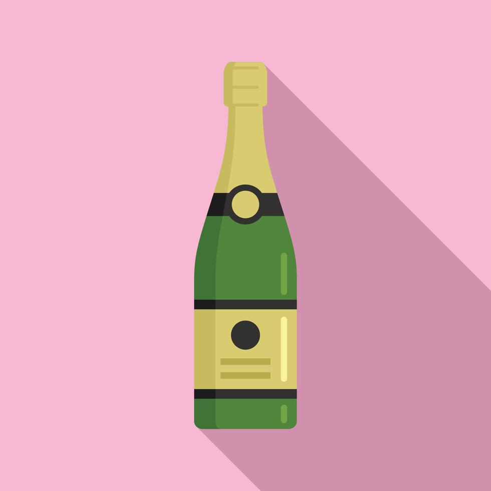 French champagne bottle icon, flat style vector