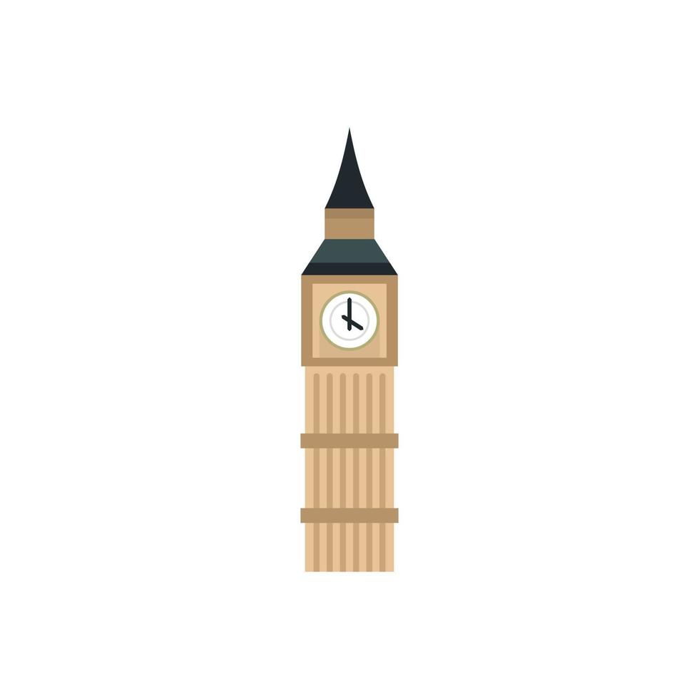 Big Ben clock icon, flat style vector