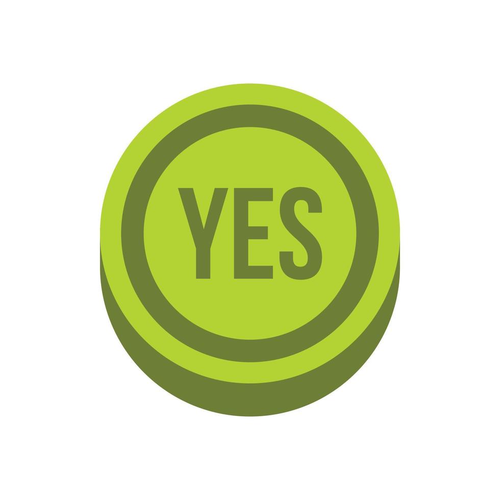 Button yes in circle icon, flat style vector