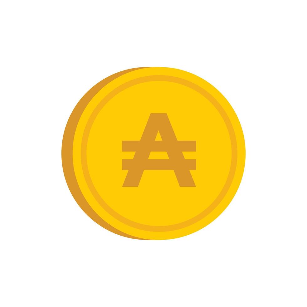 Gold coin with austral sign icon, flat style vector