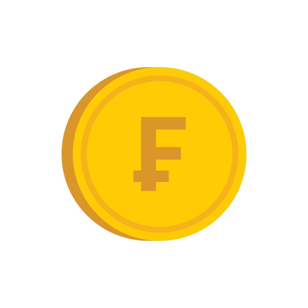Gold coin with franc sign icon, flat style vector