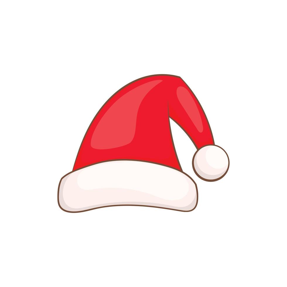 Santa Claus red hat icon, cartoon style vector