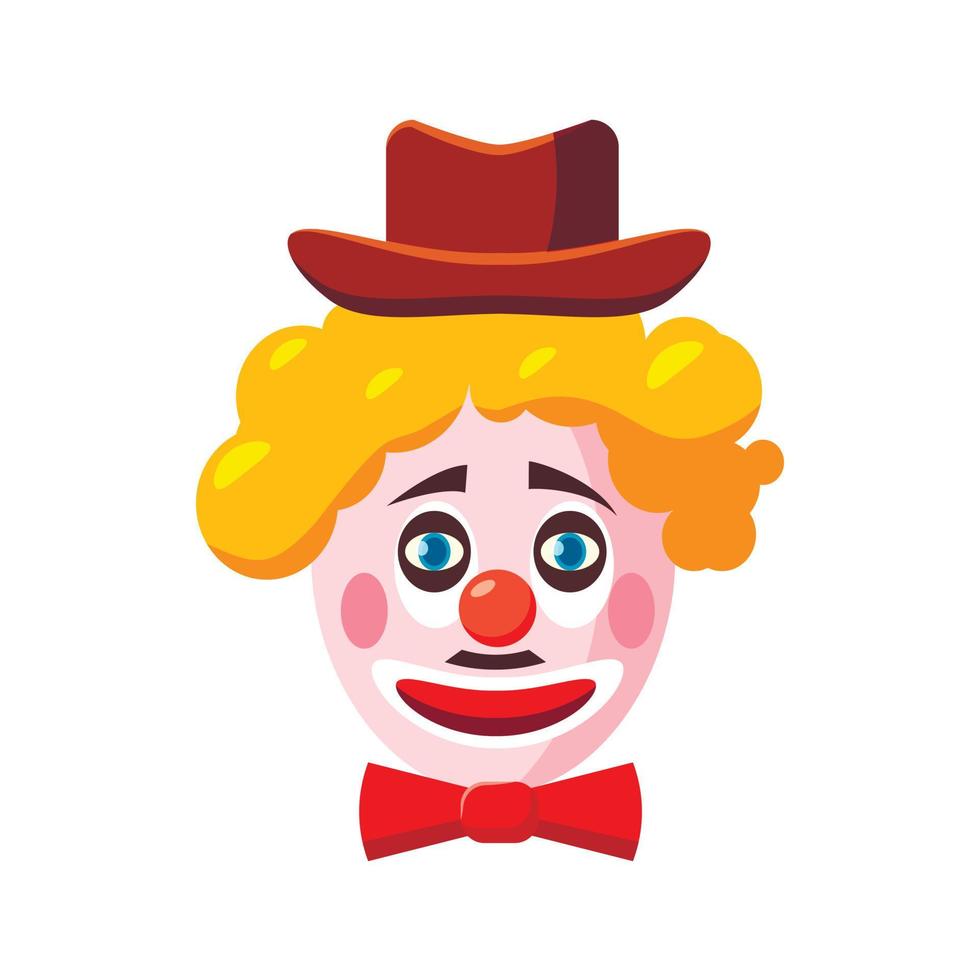 Clown face with hat icon, cartoon style vector