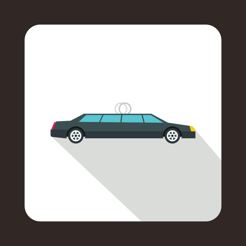 Luxury black limousine icon, flat style vector