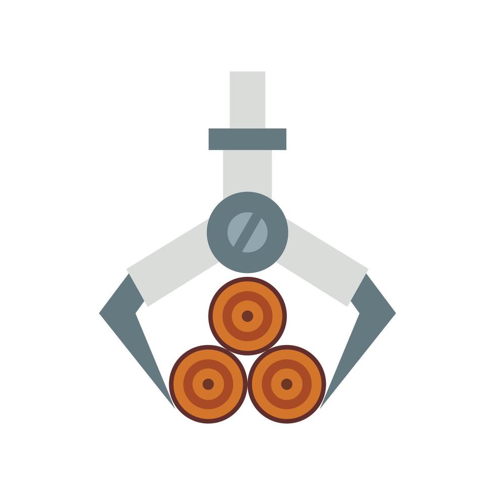 Hydraulic crane with log icon, flat style vector