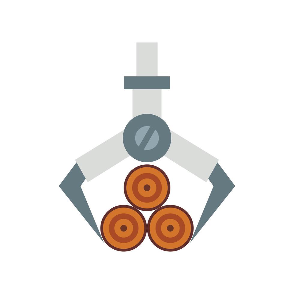 Hydraulic crane with log icon, flat style vector