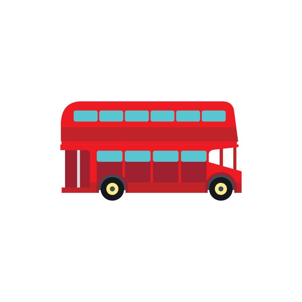 icono de autobús de dos pisos, estilo plano vector