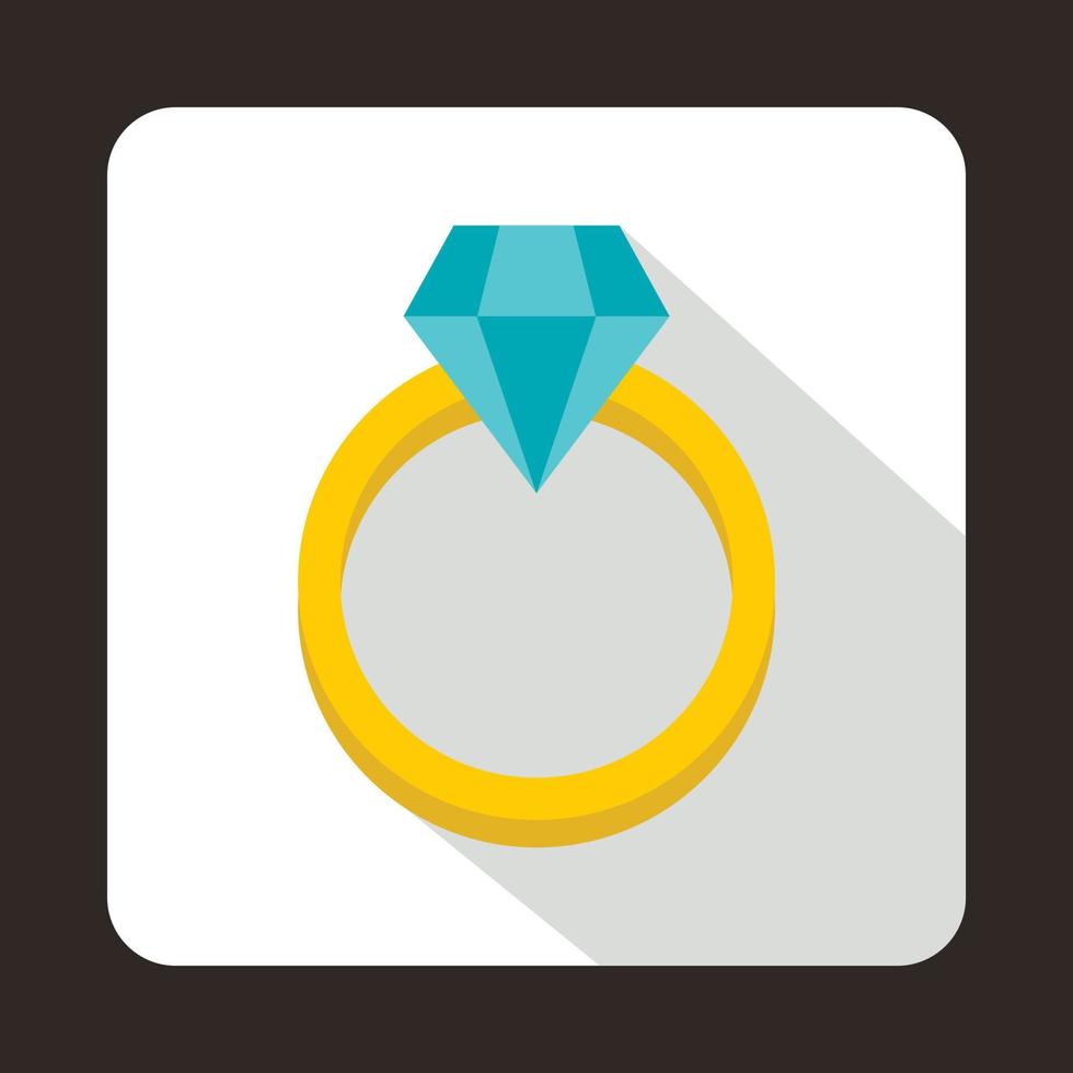 Ring with diamond icon, flat style vector