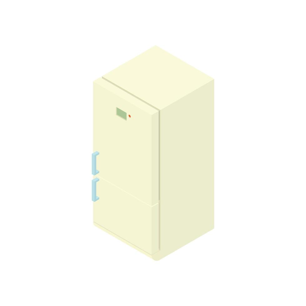 icono de refrigerador blanco, estilo de dibujos animados vector