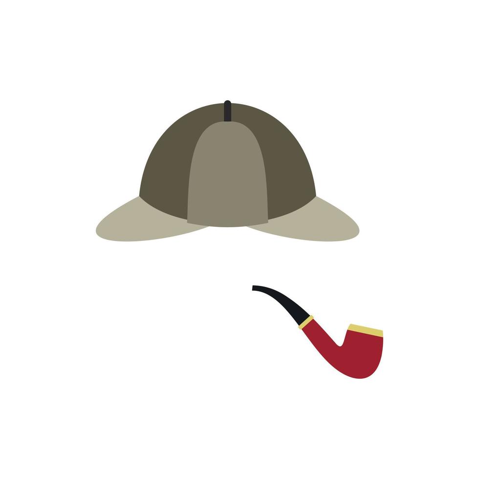 icono de sombrero y pipa, estilo plano vector