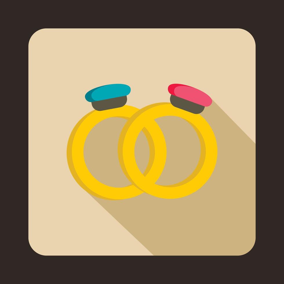 Wedding rings icon, flat style vector