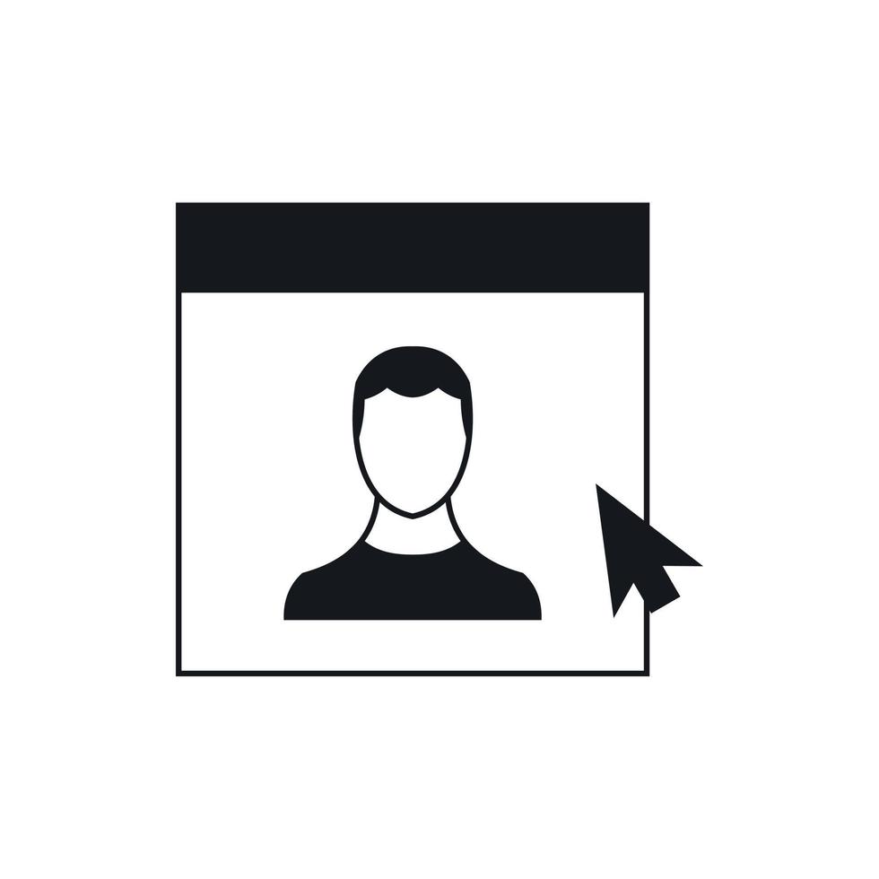 Cursor point man on monitor icon, simple style vector