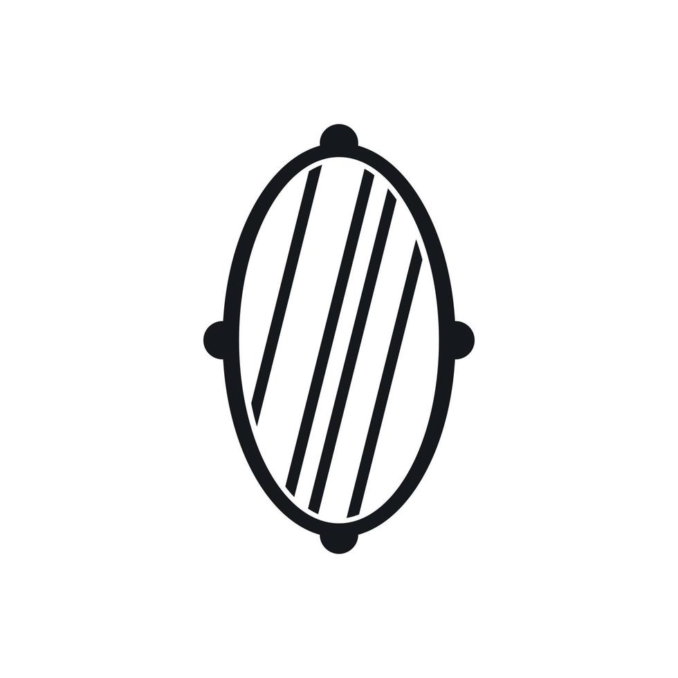 Oval mirror frame icon, simple style vector