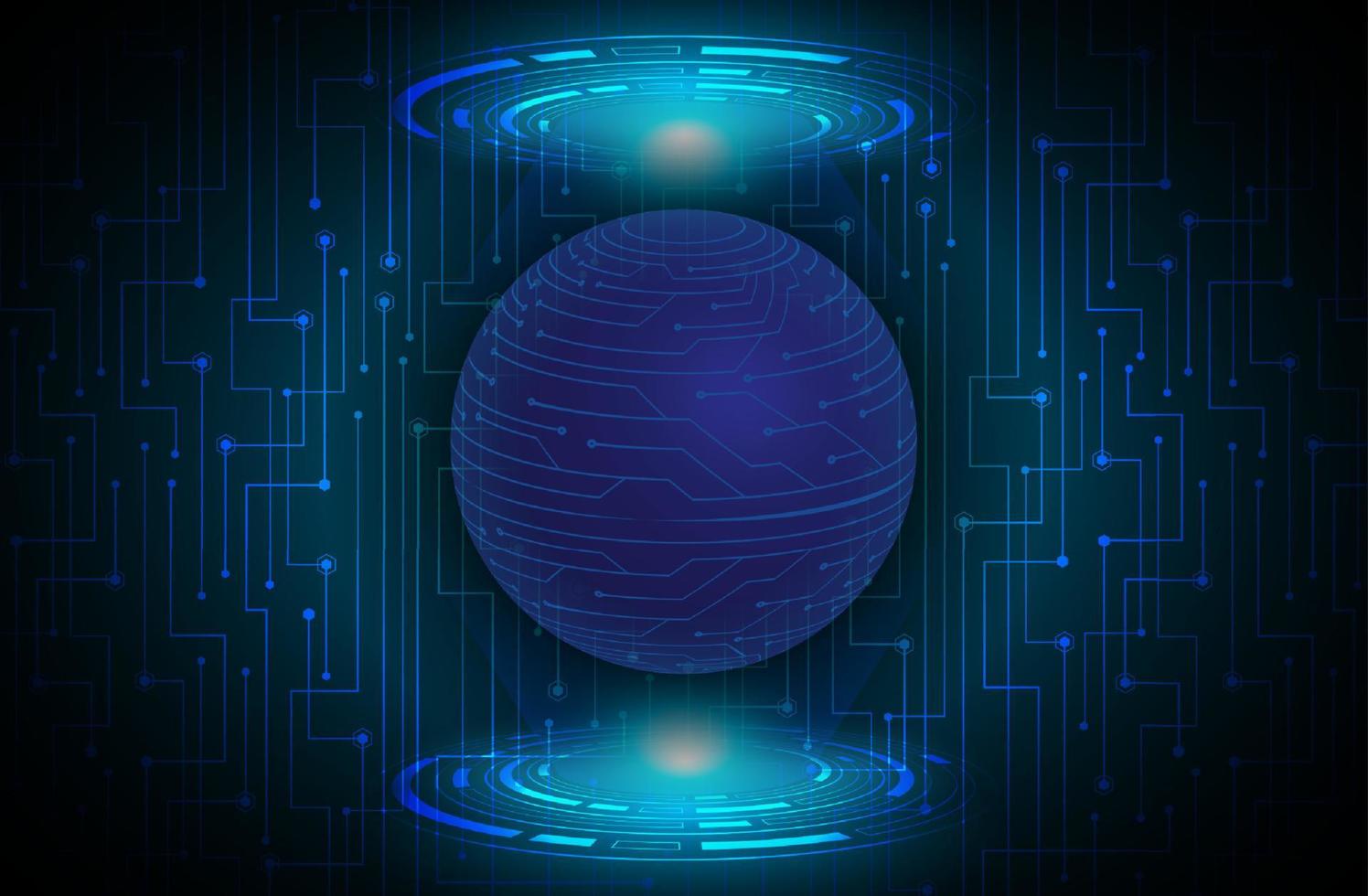 Modern Data Globe Holograph on Technology Background vector