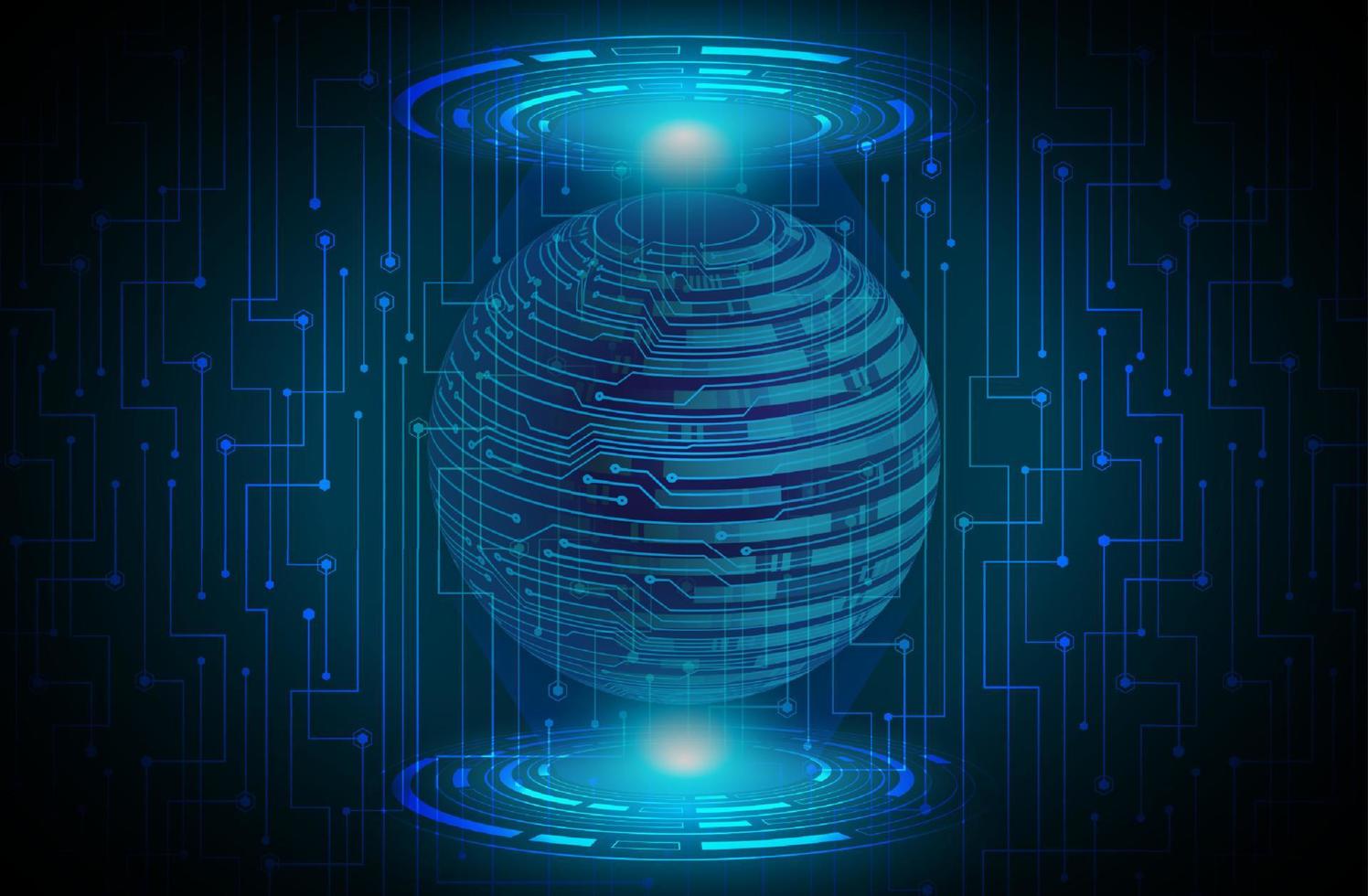 holograma de globo de datos moderno sobre fondo de tecnología vector