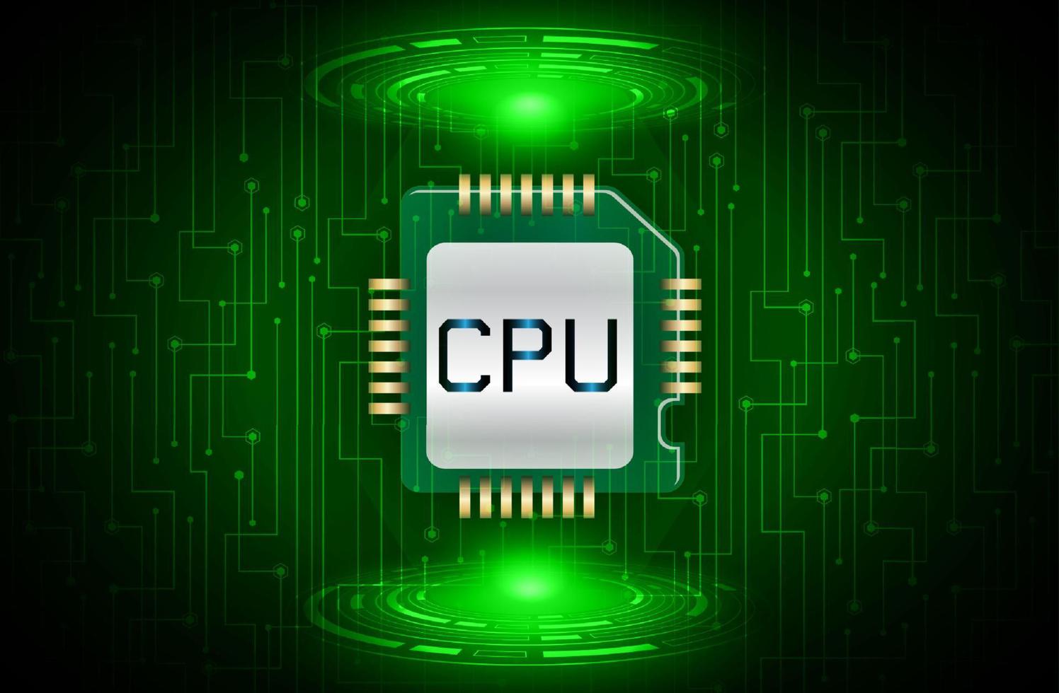 holograma de chip de cpu moderno sobre fondo de tecnología vector