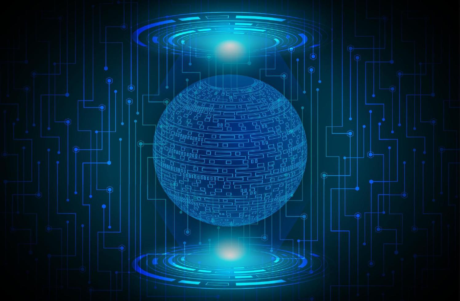 Modern Data Globe Holograph on Technology Background vector