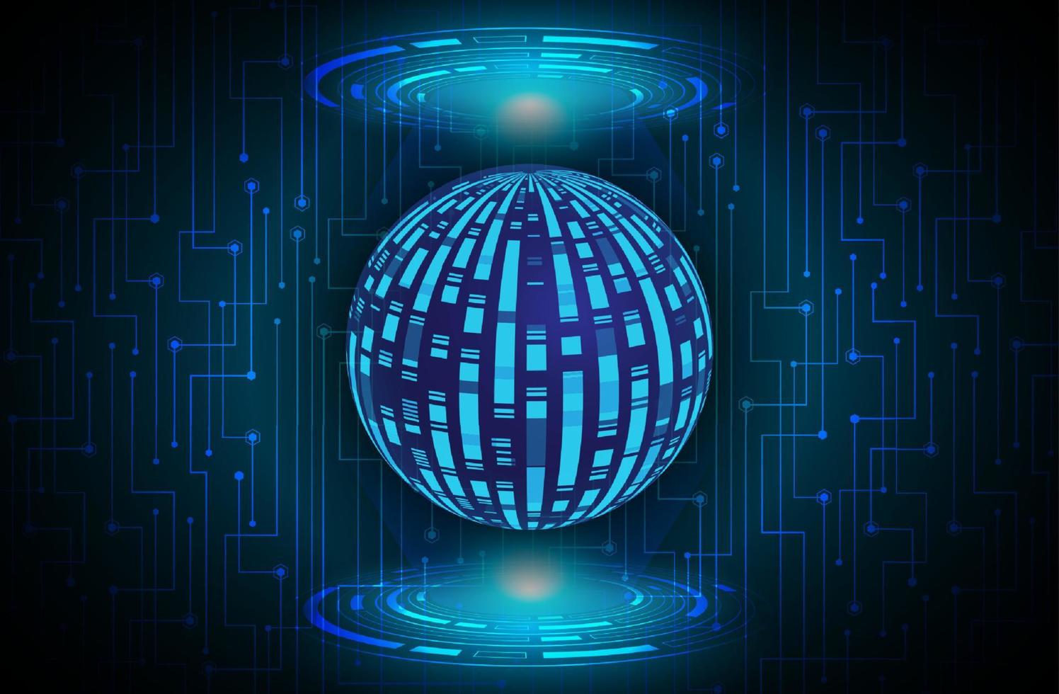 Modern Data Globe Holograph on Technology Background vector