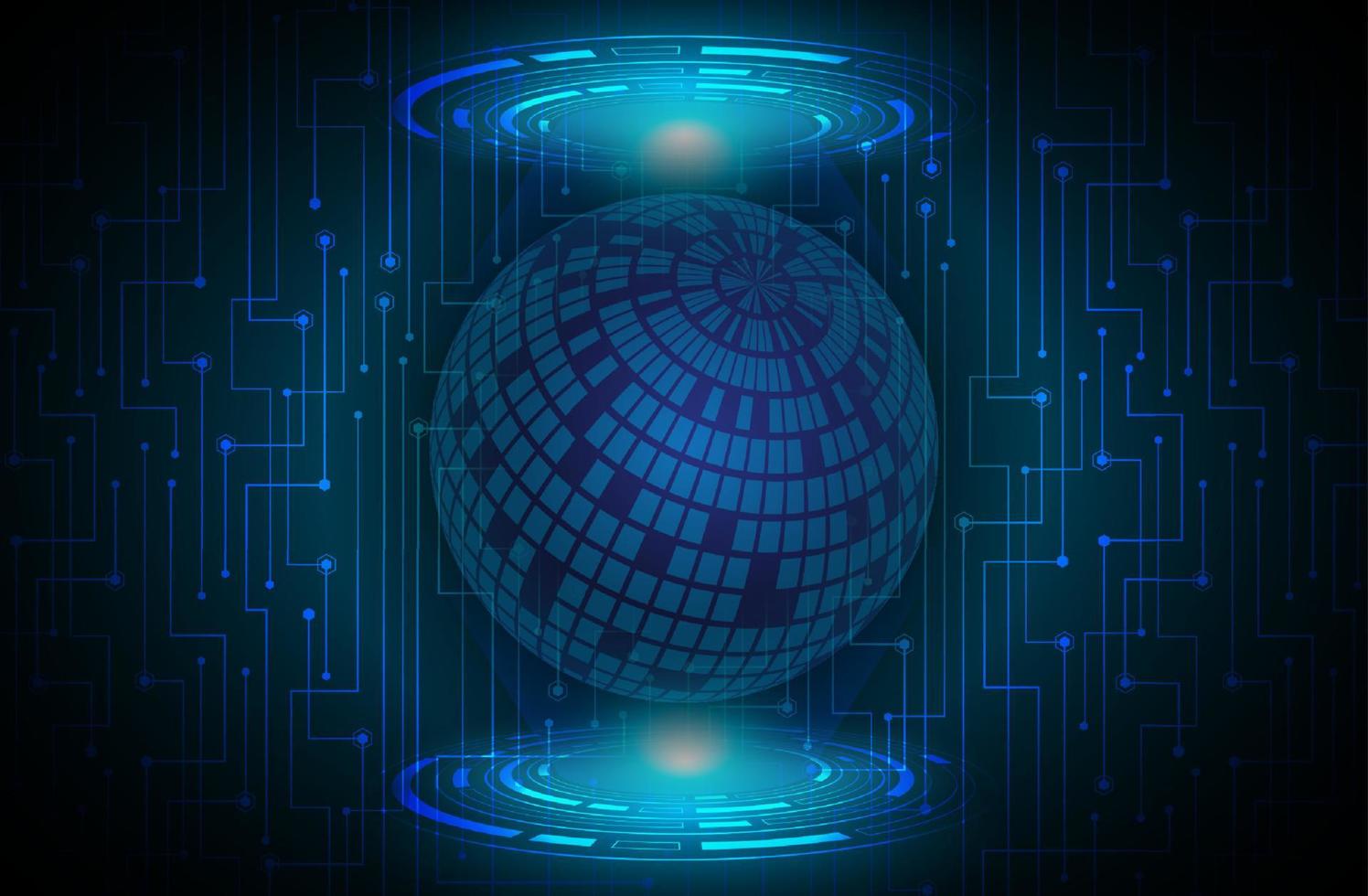 Modern Data Globe Holograph on Technology Background vector